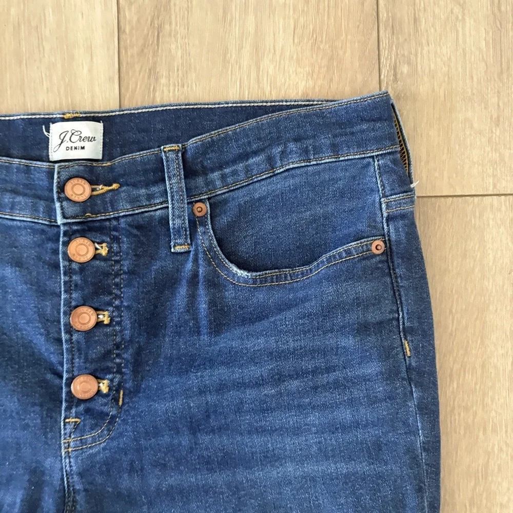 J Crew Denim 9 Inch Toothpick Womens Mid Rise Stretch Blue Jeans Button Fly 32